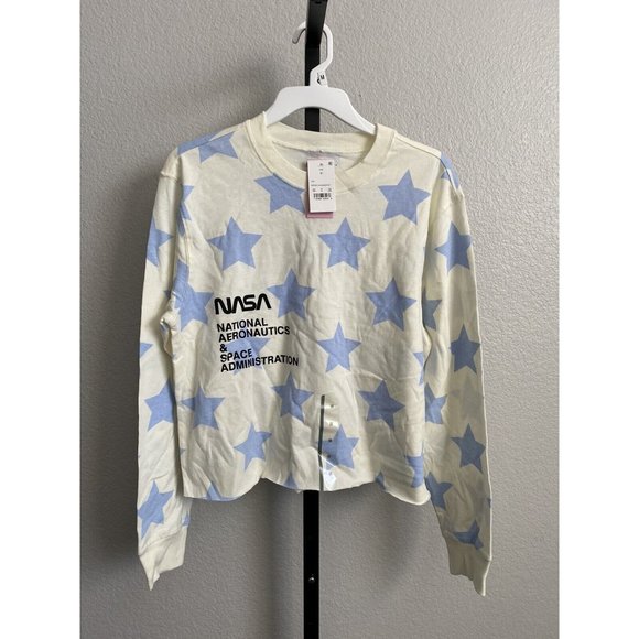 Juniors Medium NASA crop top shirt long sleeve new tags - Picture 1 of 5
